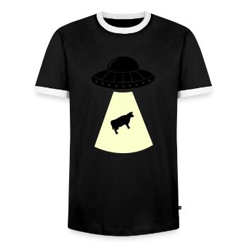 ufo kuh - Männer Kontrast-T-Shirt - Schwarz/Weiß - Vorne - AI Model Female 172 light (172cm) & AI Model Male 178 light (178cm)