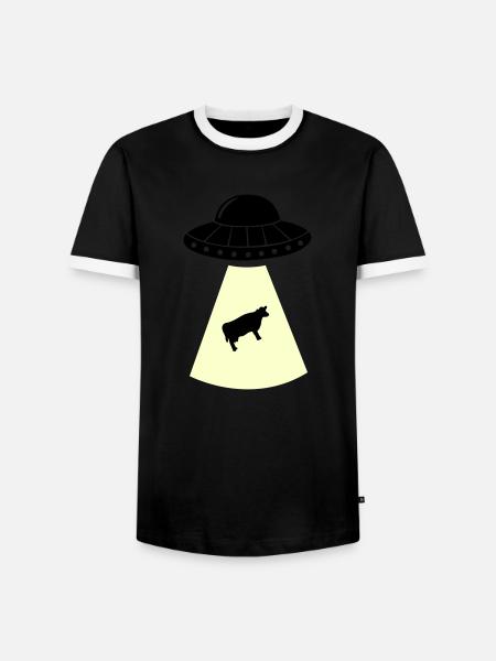 UFO Cow - Men's Ringer Shirt - black/white
