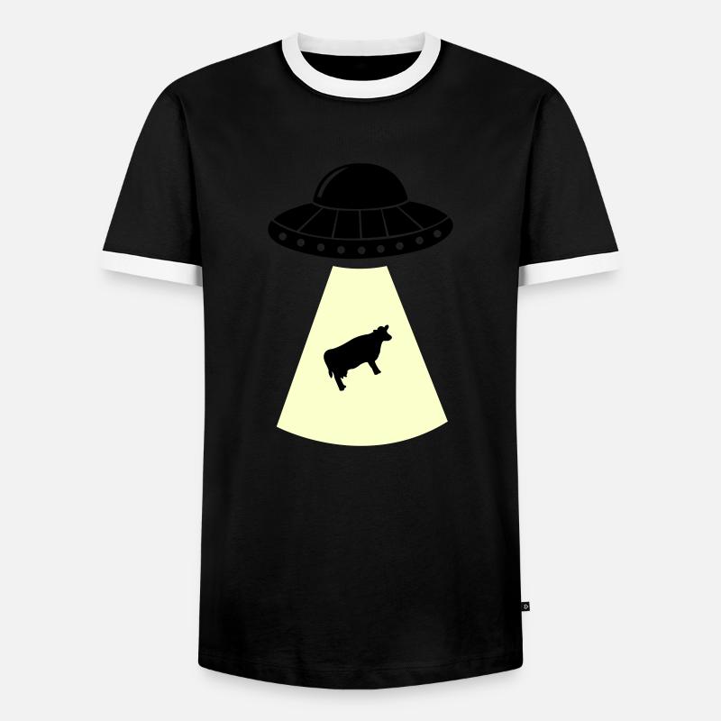 UFO Cow - Men's Ringer Shirt - black/white