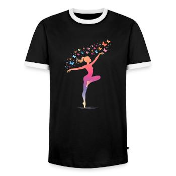 Gymnastics Women Girls Rhythmic Gymnastics - Men's Ringer Shirt - black/white - Front - AI Model Female 172 light (172cm) & AI Model Male 178 light (178cm)