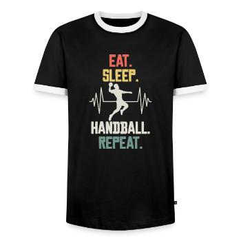 Eat Sleep Handball Repeat - Sportliches Design für - Männer Kontrast-T-Shirt - Schwarz/Weiß - Vorne - AI Model Female 172 light (172cm) & AI Model Male 178 light (178cm)