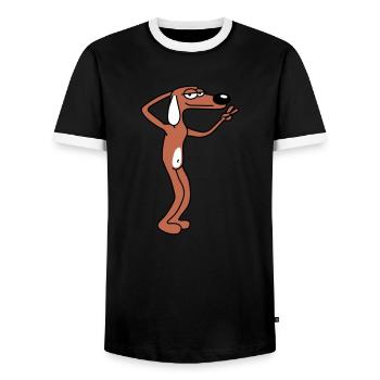 Hund Gechillter Kerl Peace Handzeichen Entspannt - Männer Kontrast-T-Shirt - Schwarz/Weiß - Vorne - AI Model Female 172 light (172cm) & AI Model Male 178 light (178cm)