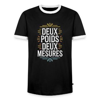 Deux poids deux mesures - T-shirt contrasté Homme - noir/blanc - Devant - AI Model Female 172 light (172cm) & AI Model Male 178 light (178cm)