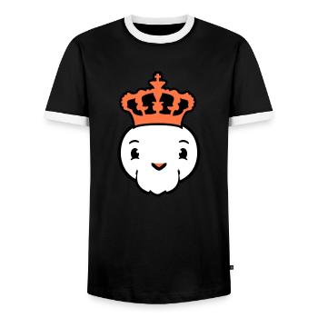 Bird King Crown Ruler Beard Old Kingdom - Men's Ringer Shirt - black/white - Front - AI Model Female 172 light (172cm) & AI Model Male 178 light (178cm)