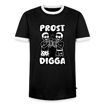 Prost Digga Urlaub Party - Männer Kontrast-T-Shirt - Schwarz/Weiß - Vorne - AI Model Female 172 light (172cm) & AI Model Male 178 light (178cm)