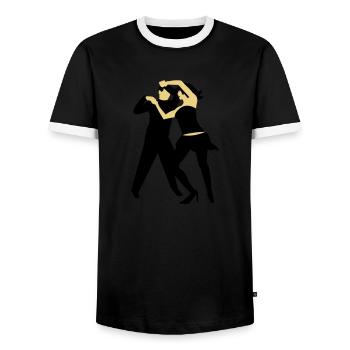 Salsa-dancer / salsa Tänzer (2c) - Men's Ringer Shirt - black/white - Front - AI Model Female 172 light (172cm) & AI Model Male 178 light (178cm)