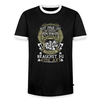 Ax Valhalla Valhall Vikings Vikings cadeau - T-shirt contrasté Homme - noir/blanc - Devant - AI Model Female 172 light (172cm) & AI Model Male 178 light (178cm)