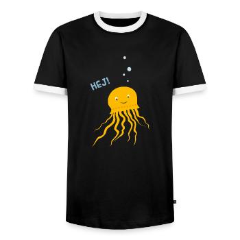 Unterwasser Comicfigur Medusa - Männer Kontrast-T-Shirt - Schwarz/Weiß - Vorne - AI Model Female 172 light (172cm) & AI Model Male 178 light (178cm)