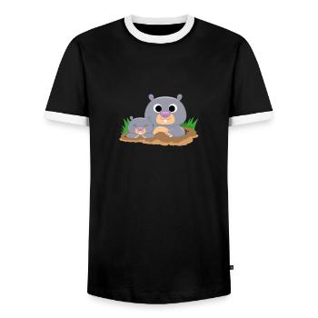 Maulwurf Maulwurfshügel Maulwürfe Garten Gärtner - Männer Kontrast-T-Shirt - Schwarz/Weiß - Vorne - AI Model Female 172 light (172cm) & AI Model Male 178 light (178cm)