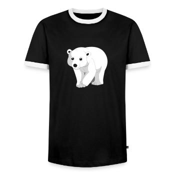 Eisbär Bär Polarbär Nordpol Arktis Tiermotiv Comic - Männer Kontrast-T-Shirt - Schwarz/Weiß - Vorne - AI Model Female 172 light (172cm) & AI Model Male 178 light (178cm)