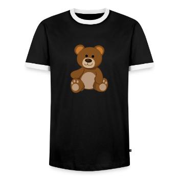 Teddy Teddy Bear Bear Cuddly Toy Kids Bear Baby - Men's Ringer Shirt - black/white - Front - AI Model Female 172 light (172cm) & AI Model Male 178 light (178cm)
