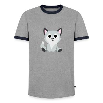 Wolf Husky Puppy Wolf Young Wolf Baby Baby Wolf - Men's Ringer Shirt - grey/navy  - Front - AI Model Female 172 light (172cm) & AI Model Male 178 light (178cm)
