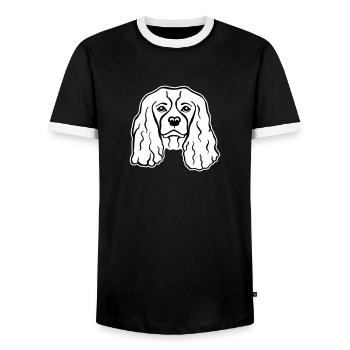 Cavalier King Charles - Men's Ringer Shirt - black/white - Front - AI Model Female 172 light (172cm) & AI Model Male 178 light (178cm)