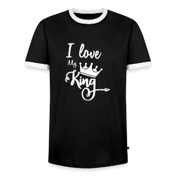 J’aime mon roi - T-shirt contrasté Homme - noir/blanc - Devant - AI Model Female 172 light (172cm) & AI Model Male 178 light (178cm)