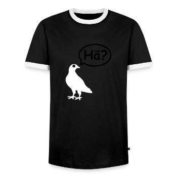 Lustige Taube - Männer Kontrast-T-Shirt - Schwarz/Weiß - Vorne - AI Model Female 172 light (172cm) & AI Model Male 178 light (178cm)