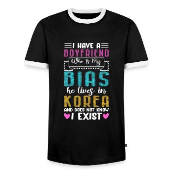 Funny K-Pop Lover K-Drama Korean - Männer Kontrast-T-Shirt - Schwarz/Weiß - Vorne - AI Model Female 172 light (172cm) & AI Model Male 178 light (178cm)