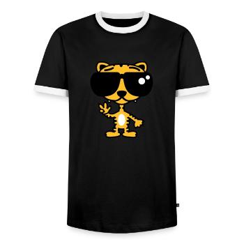 Cooler Lustiger Tiger - Männer Kontrast-T-Shirt - Schwarz/Weiß - Vorne - AI Model Female 172 light (172cm) & AI Model Male 178 light (178cm)