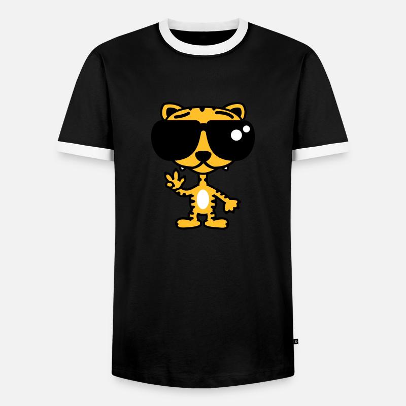 Cooler Lustiger Tiger - Männer Kontrast-T-Shirt - Schwarz/Weiß