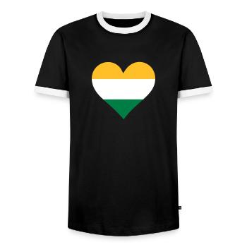 A heart for India - Men's Ringer Shirt - black/white - Front - AI Model Female 172 light (172cm) & AI Model Male 178 light (178cm)