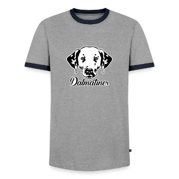 Dalmatiner - Männer Kontrast-T-Shirt - Grau/Navy  - Vorne - AI Model Female 172 light (172cm) & AI Model Male 178 light (178cm)