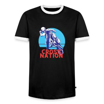 Cross Nation - Men's Ringer Shirt - black/white - Front - AI Model Female 172 light (172cm) & AI Model Male 178 light (178cm)