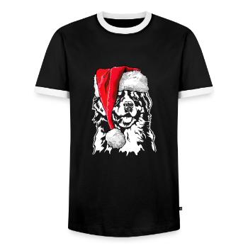 Chien de montagne de Santa Bernese Chiens de Noël Wilsigns - T-shirt contrasté Homme - noir/blanc - Devant - AI Model Female 172 light (172cm) & AI Model Male 178 light (178cm)