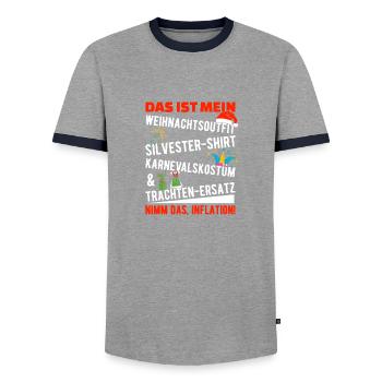 Funny Inflation Quote Christmas Gift - Men's Ringer Shirt - grey/navy  - Front - AI Model Female 172 light (172cm) & AI Model Male 178 light (178cm)