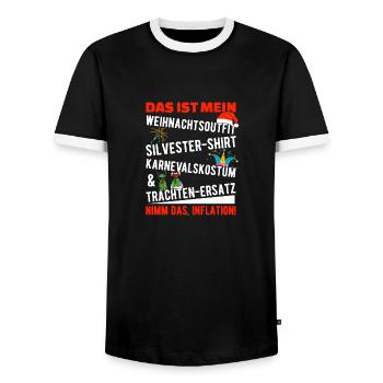 Drôle de citation d’inflation cadeau de Noël - T-shirt contrasté Homme - noir/blanc - Devant - AI Model Female 172 light (172cm) & AI Model Male 178 light (178cm)