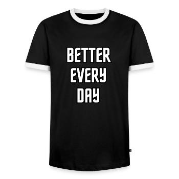 Jeden Tag besser - Männer Kontrast-T-Shirt - Schwarz/Weiß - Vorne - AI Model Female 172 light (172cm) & AI Model Male 178 light (178cm)