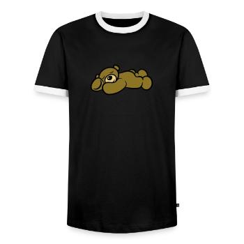 Teddy bear sleep tired sweet - Men's Ringer Shirt - black/white - Front - AI Model Female 172 light (172cm) & AI Model Male 178 light (178cm)