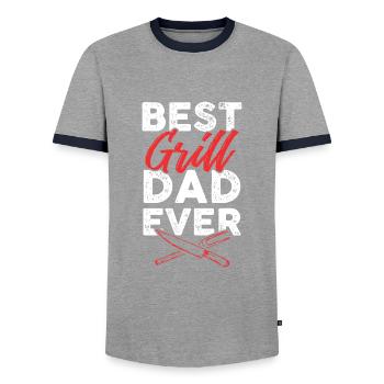 bester grill papa - Männer Kontrast-T-Shirt - Grau/Navy  - Vorne - AI Model Female 172 light (172cm) & AI Model Male 178 light (178cm)