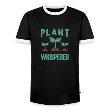 Pflanzen Flüsterer - Männer Kontrast-T-Shirt - Schwarz/Weiß - Vorne - AI Model Female 172 light (172cm) & AI Model Male 178 light (178cm)