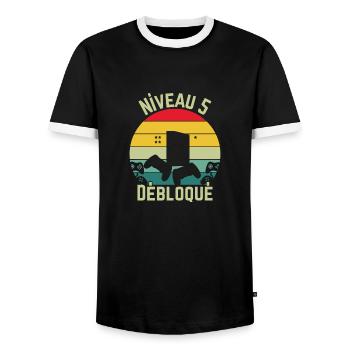 Niveau 5 Débloqué - T-shirt contrasté Homme - noir/blanc - Devant - AI Model Female 172 light (172cm) & AI Model Male 178 light (178cm)