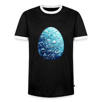 Oeuf de dragon bleu - T-shirt contrasté Homme - noir/blanc - Devant - AI Model Female 172 light (172cm) & AI Model Male 178 light (178cm)