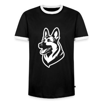 Tête de chien de berger allemand - T-shirt contrasté Homme - noir/blanc - Devant - AI Model Female 172 light (172cm) & AI Model Male 178 light (178cm)