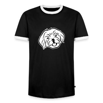 Havanese - Men's Ringer Shirt - black/white - Front - AI Model Female 172 light (172cm) & AI Model Male 178 light (178cm)