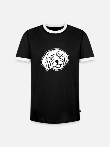 Havaneser - Männer Kontrast-T-Shirt - Schwarz/Weiß