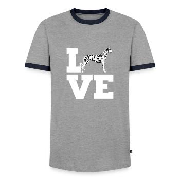 Dalmatiner - Männer Kontrast-T-Shirt - Grau/Navy  - Vorne - AI Model Female 172 light (172cm) & AI Model Male 178 light (178cm)