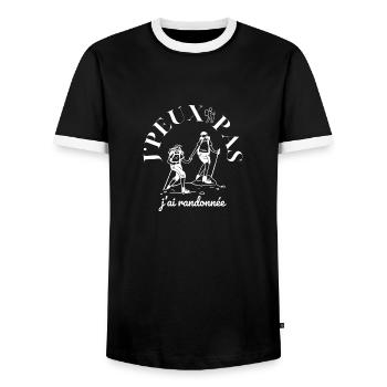J peux pas j ai randonnée - T-shirt contrasté Homme - noir/blanc - Devant - AI Model Female 172 light (172cm) & AI Model Male 178 light (178cm)