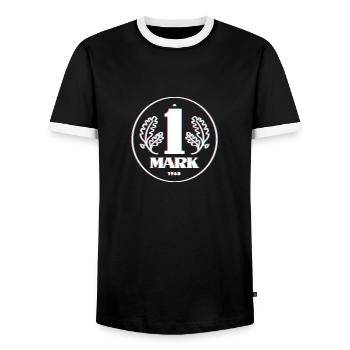 Ostmark 3D - Männer Kontrast-T-Shirt - Schwarz/Weiß - Vorne - AI Model Female 172 light (172cm) & AI Model Male 178 light (178cm)