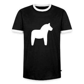 Dala horse Dala horse Typical Swedish symbol - Men's Ringer Shirt - black/white - Front - AI Model Female 172 light (172cm) & AI Model Male 178 light (178cm)