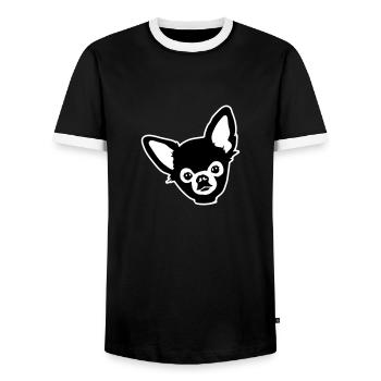 Chihuahua - Men's Ringer Shirt - black/white - Front - AI Model Female 172 light (172cm) & AI Model Male 178 light (178cm)
