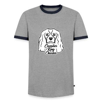 Cavalier King Charles - Männer Kontrast-T-Shirt - Grau/Navy  - Vorne - AI Model Female 172 light (172cm) & AI Model Male 178 light (178cm)