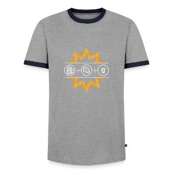 soirée barbecue - barbecue - männerabend - T-shirt contrasté Homme - gris/marine  - Devant - AI Model Female 172 light (172cm) & AI Model Male 178 light (178cm)