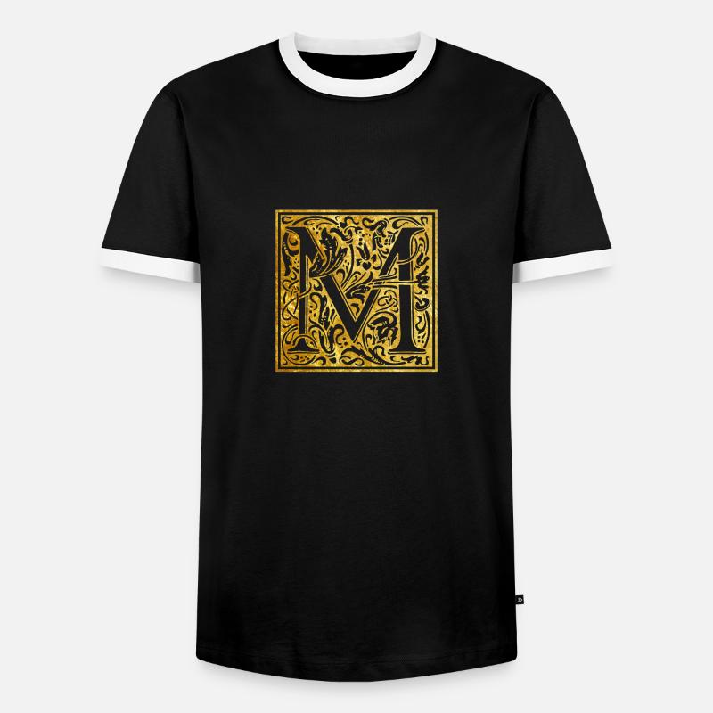 Initials-M - Männer Kontrast-T-Shirt - Schwarz/Weiß