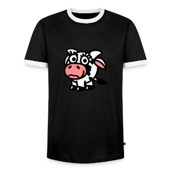 cow_girl_3c - T-shirt contrasté Homme - noir/blanc - Devant - AI Model Female 172 light (172cm) & AI Model Male 178 light (178cm)
