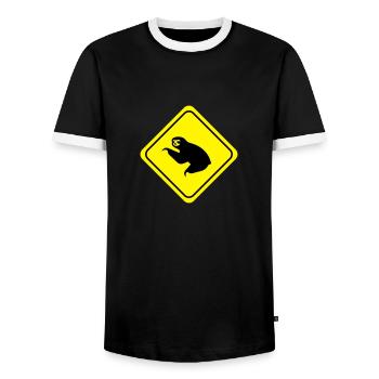 Sloth Warning - Männer Kontrast-T-Shirt - Schwarz/Weiß - Vorne - AI Model Female 172 light (172cm) & AI Model Male 178 light (178cm)