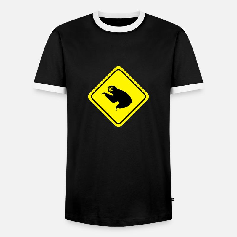 Sloth Warning - Men's Ringer Shirt - black/white
