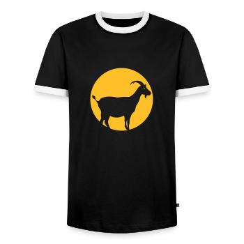 Goat In The Moonlight - Men's Ringer Shirt - black/white - Front - AI Model Female 172 light (172cm) & AI Model Male 178 light (178cm)
