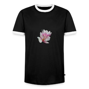 Rosa Magnolie - Männer Kontrast-T-Shirt - Schwarz/Weiß - Vorne - AI Model Female 172 light (172cm) & AI Model Male 178 light (178cm)